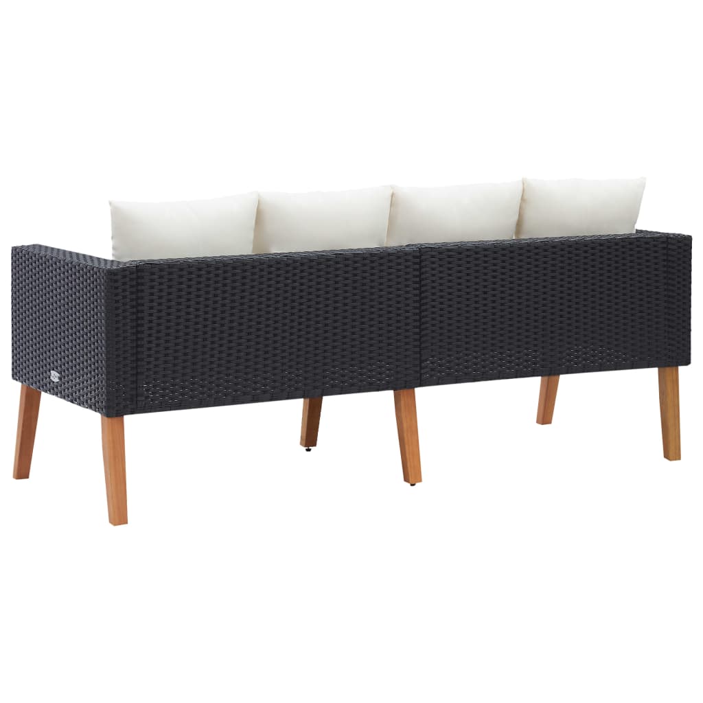 2-personers havesofa med hynder polyrattan sort
