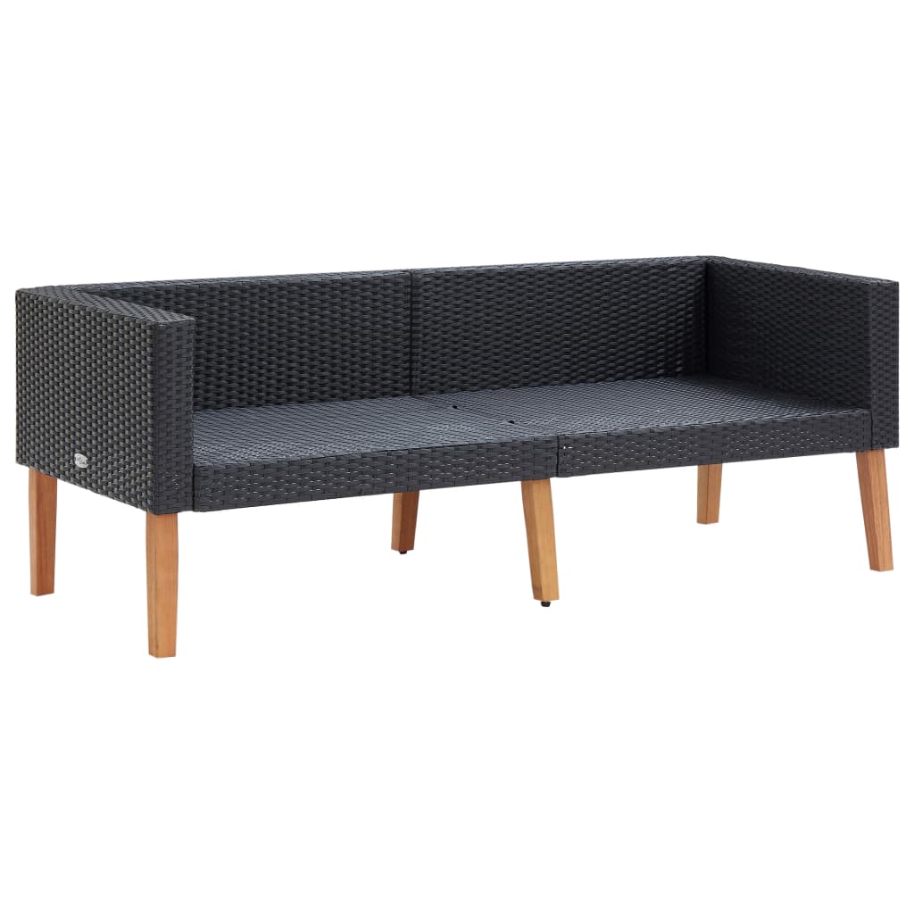 2-personers havesofa med hynder polyrattan sort