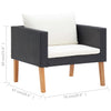 1-personssofa med hynder polyrattan sort