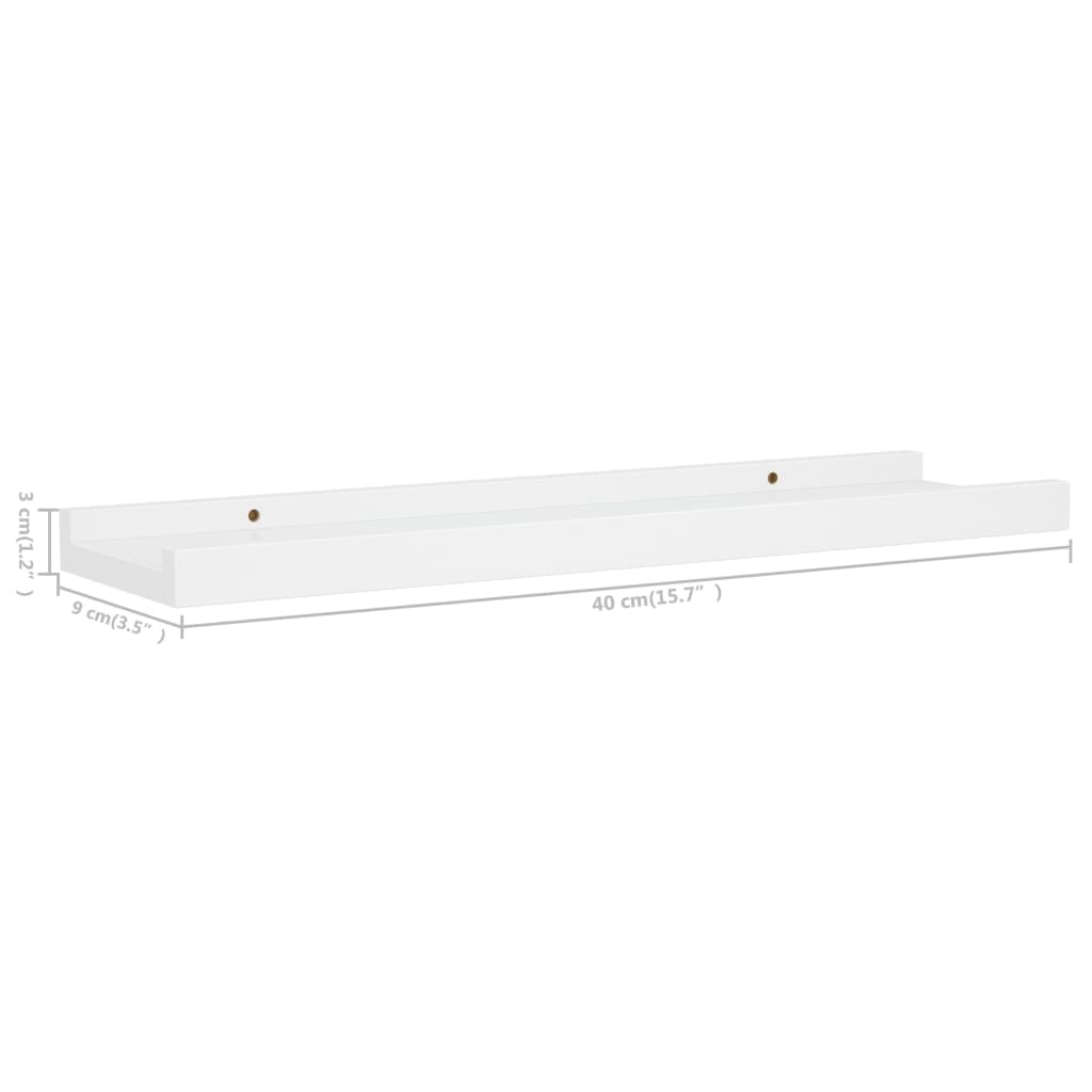 gallerihylder 2 stk. 40x9x3 cm MDF hvid
