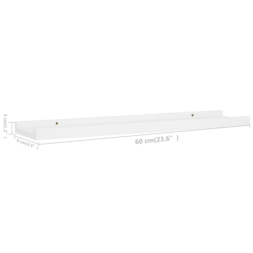 gallerihylder 2 stk. 60x9x3 cm MDF hvid