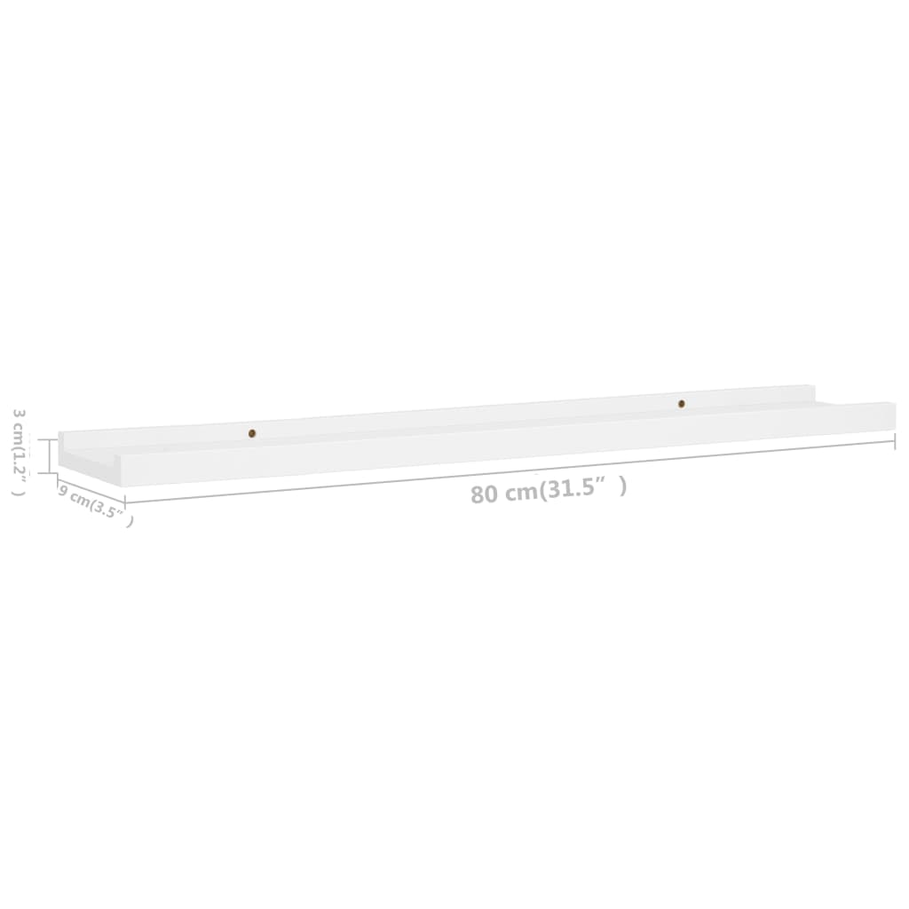 gallerihylder 2 stk. 80x9x3 cm MDF hvid