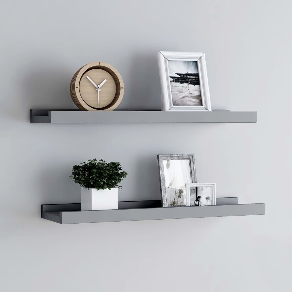 gallerihylder 2 stk. 40x9x3 cm MDF grå