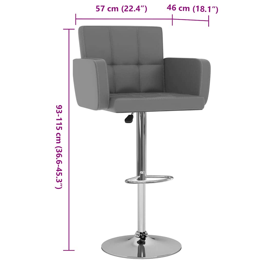 barstole 2 stk. kunstlæder grå