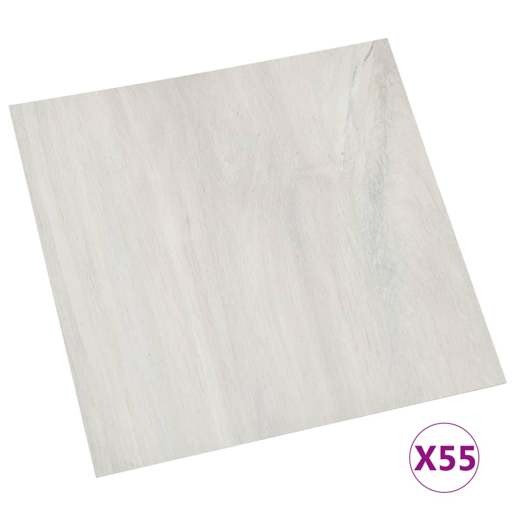 selvklæbende gulvbrædder 55 stk. 5,11 m² PVC cremefarvet