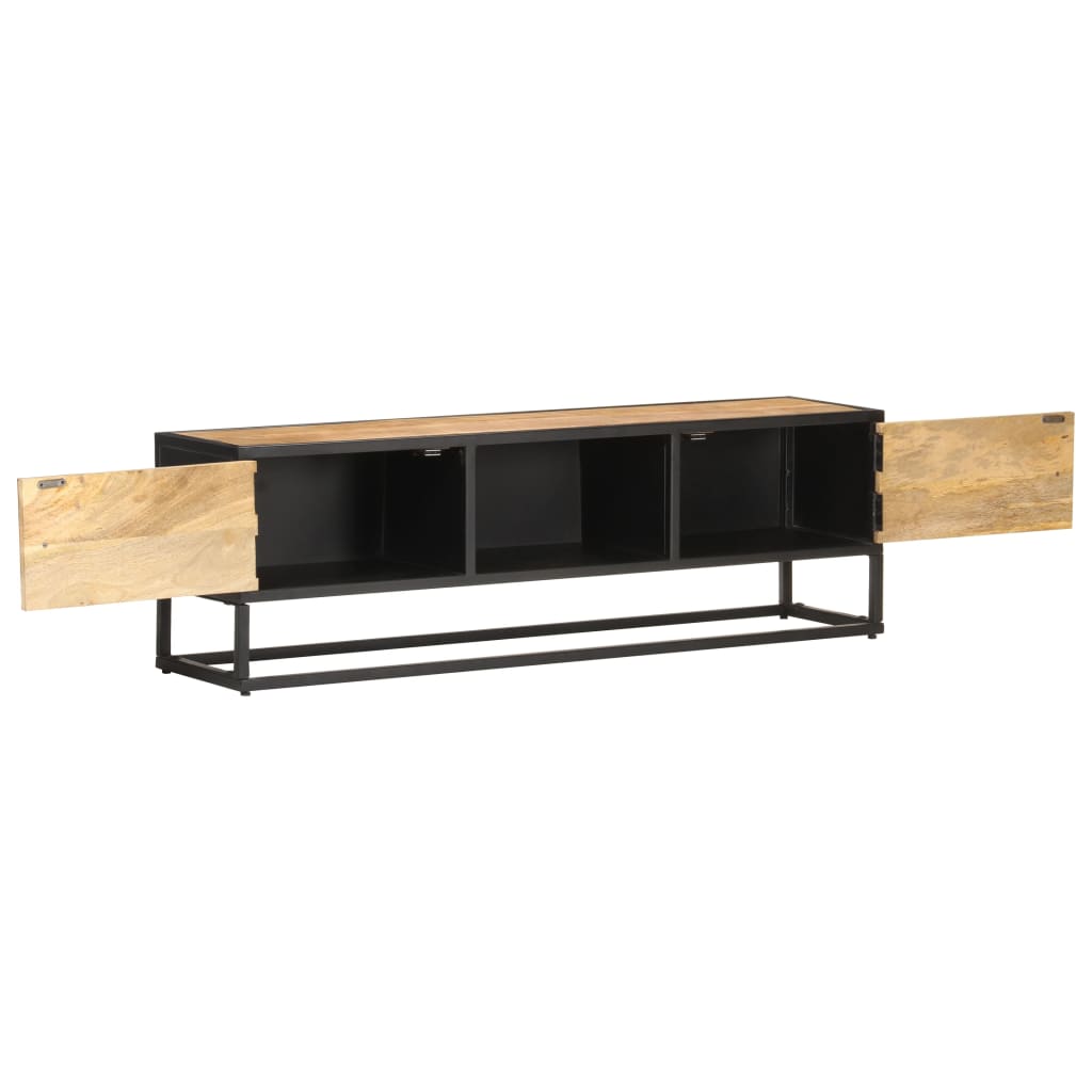 tv-skab med udskåret låge 130x30x40 cm ru mangotræ