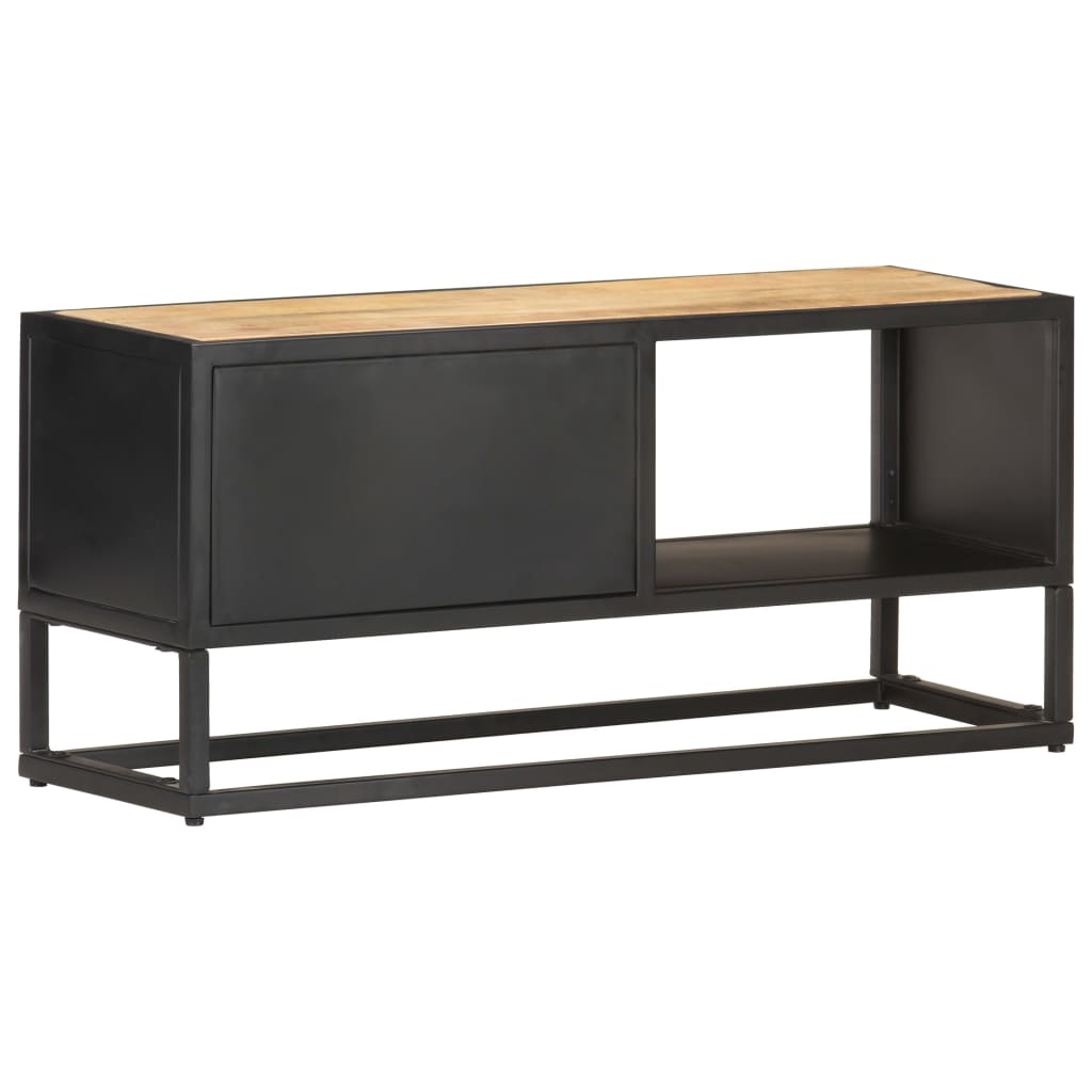 tv-skab med udskåret låge 90x30x40 cm ru mangotræ