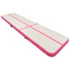 oppustelig gymnastikmåtte med pumpe 800x100x20 cm PVC lyserød