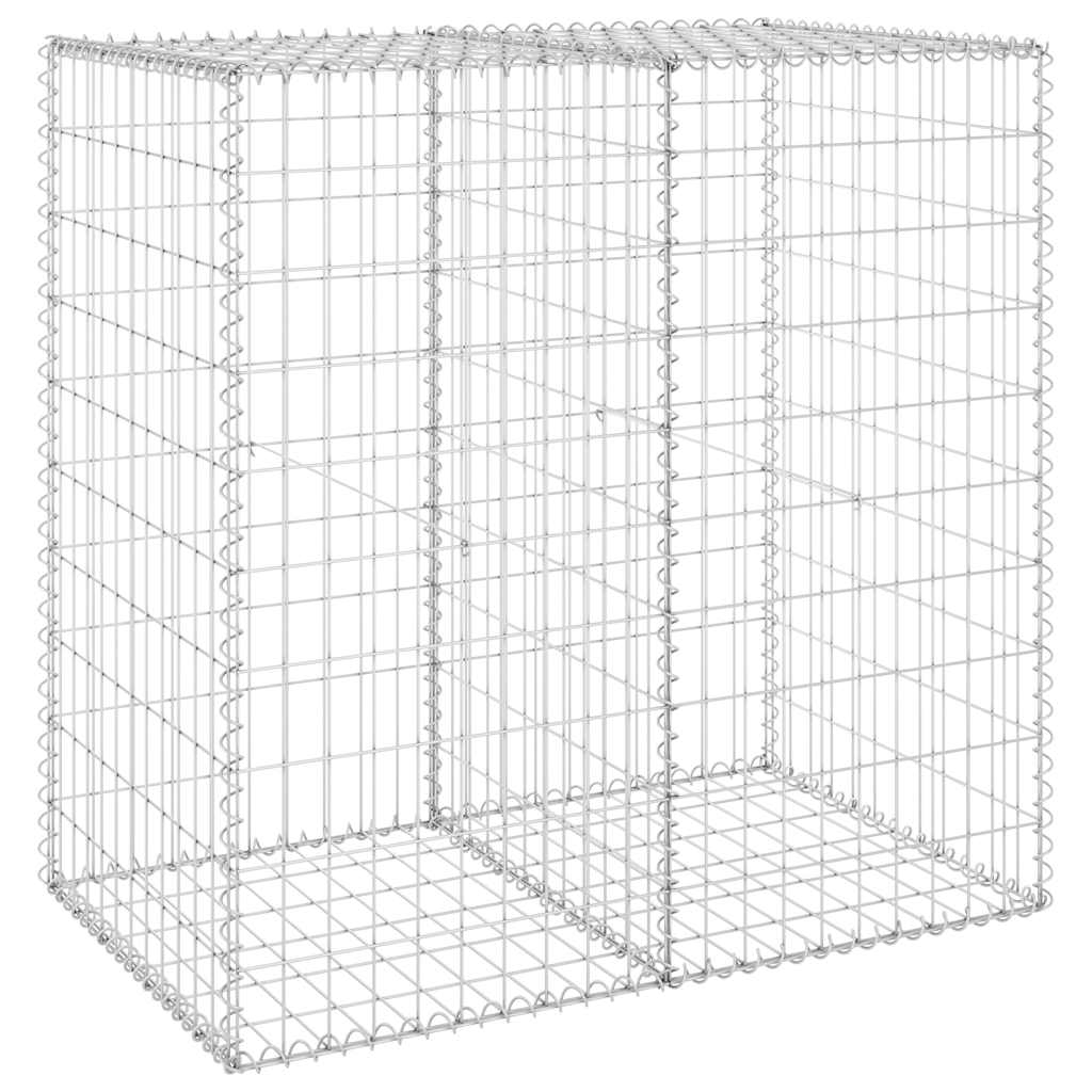 gabionvæg med dæksler 100x60x100 cm galvaniseret stål