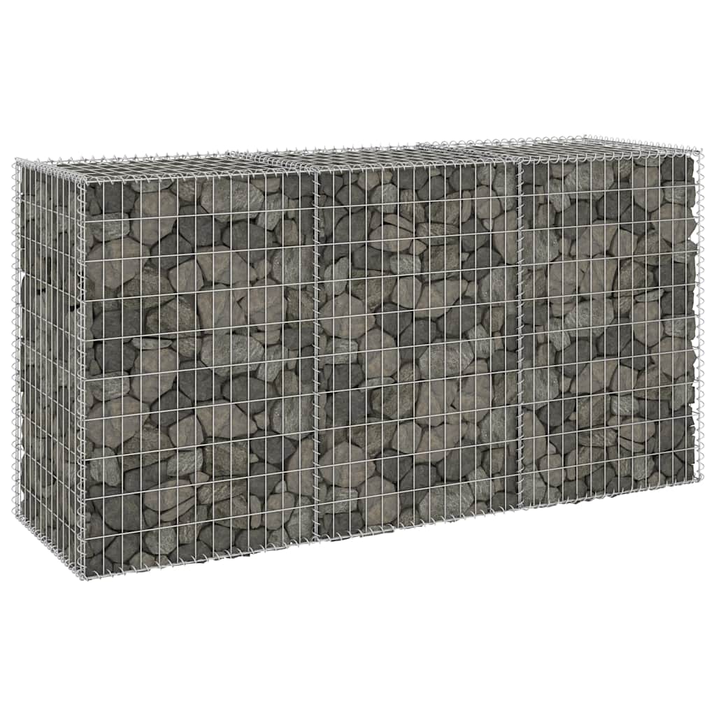 gabionvæg med dæksler 200x60x100 cm galvaniseret stål
