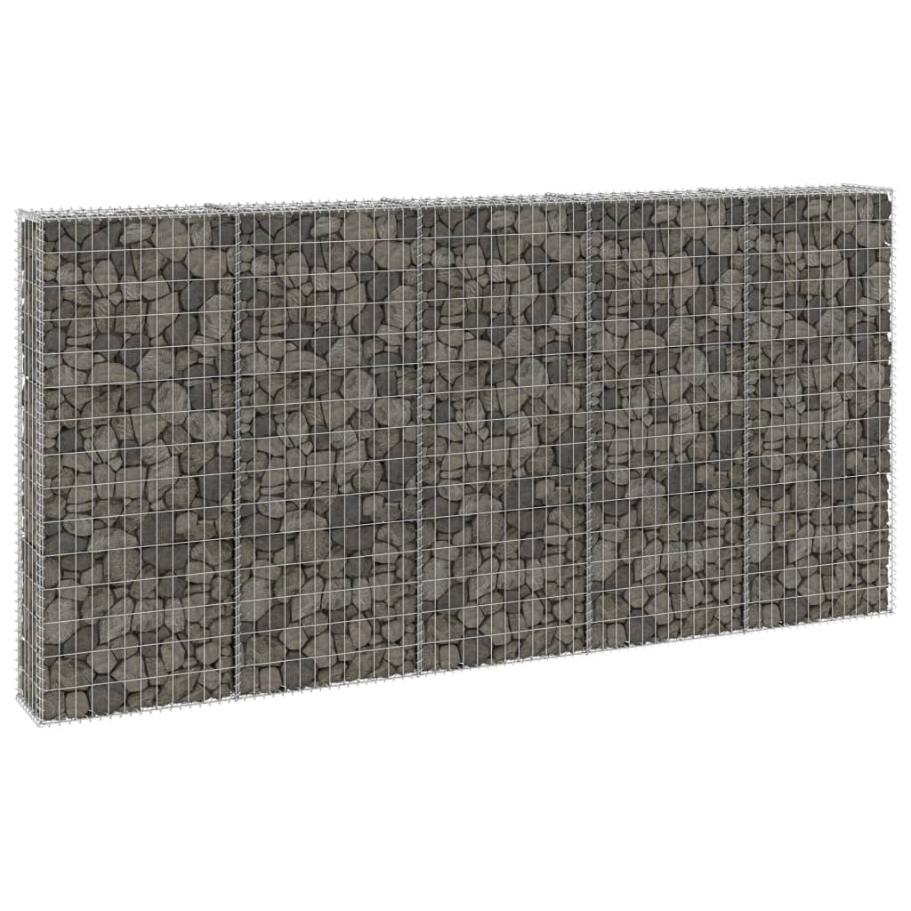 gabionvæg med dæksler 300x30x150 cm galvaniseret stål