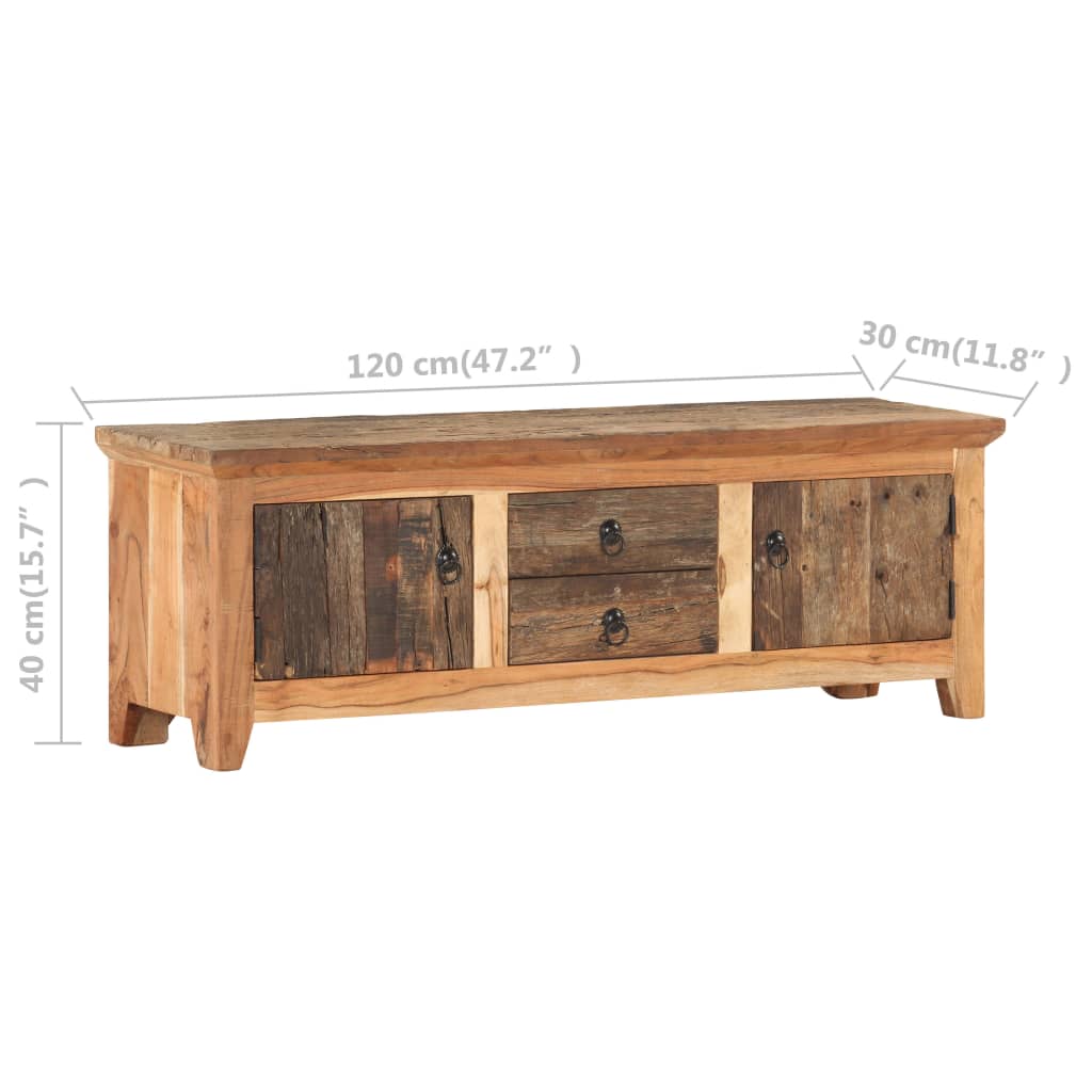 tv-skab 120x30x40 cm massivt akacietræ og genbrugstræ