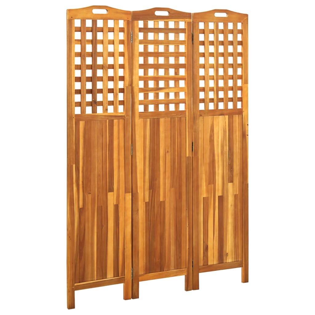 3-panels rumdeler 121x2x170 cm massivt akacietræ