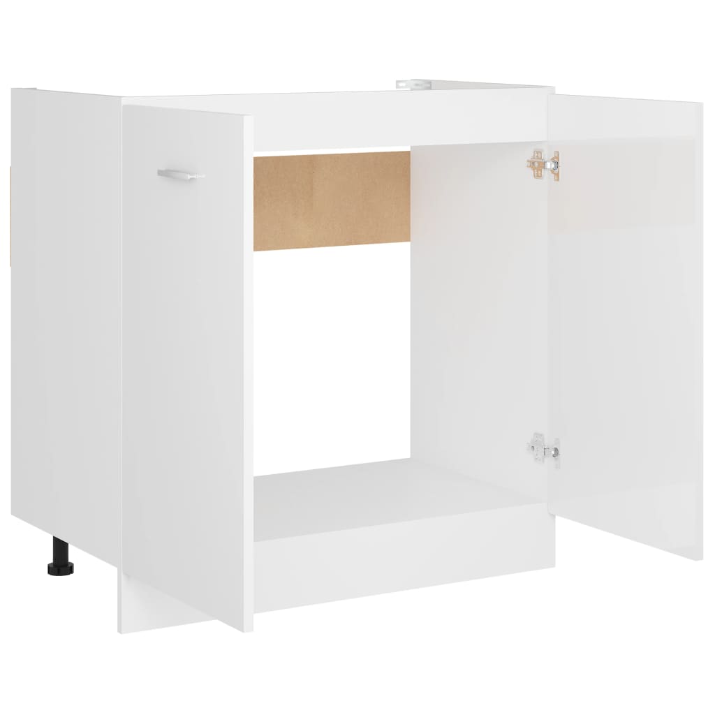 bundskab til vask "Lyon" højglans hvid 80x46x81,5 cm konstrueret træ