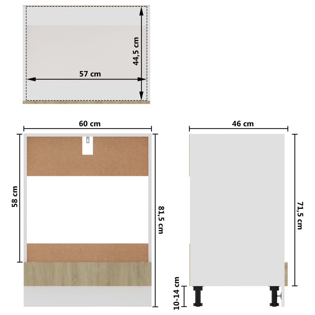 ovnskab "Riga" Sonoma eg 60x46x81,5 cm konstrueret træ