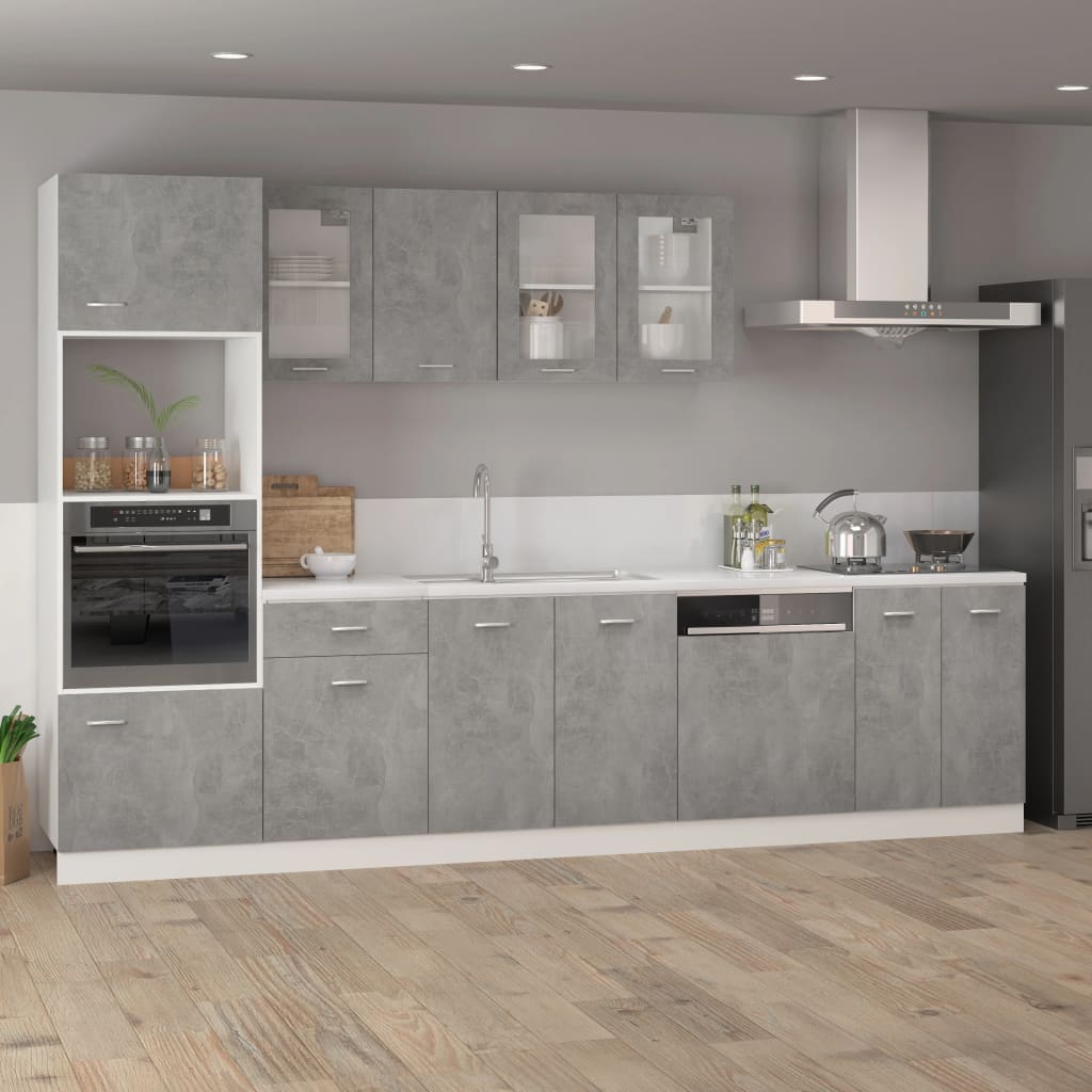 væghængt glasskab 80x31x60 cm konstrueret træ betongrå