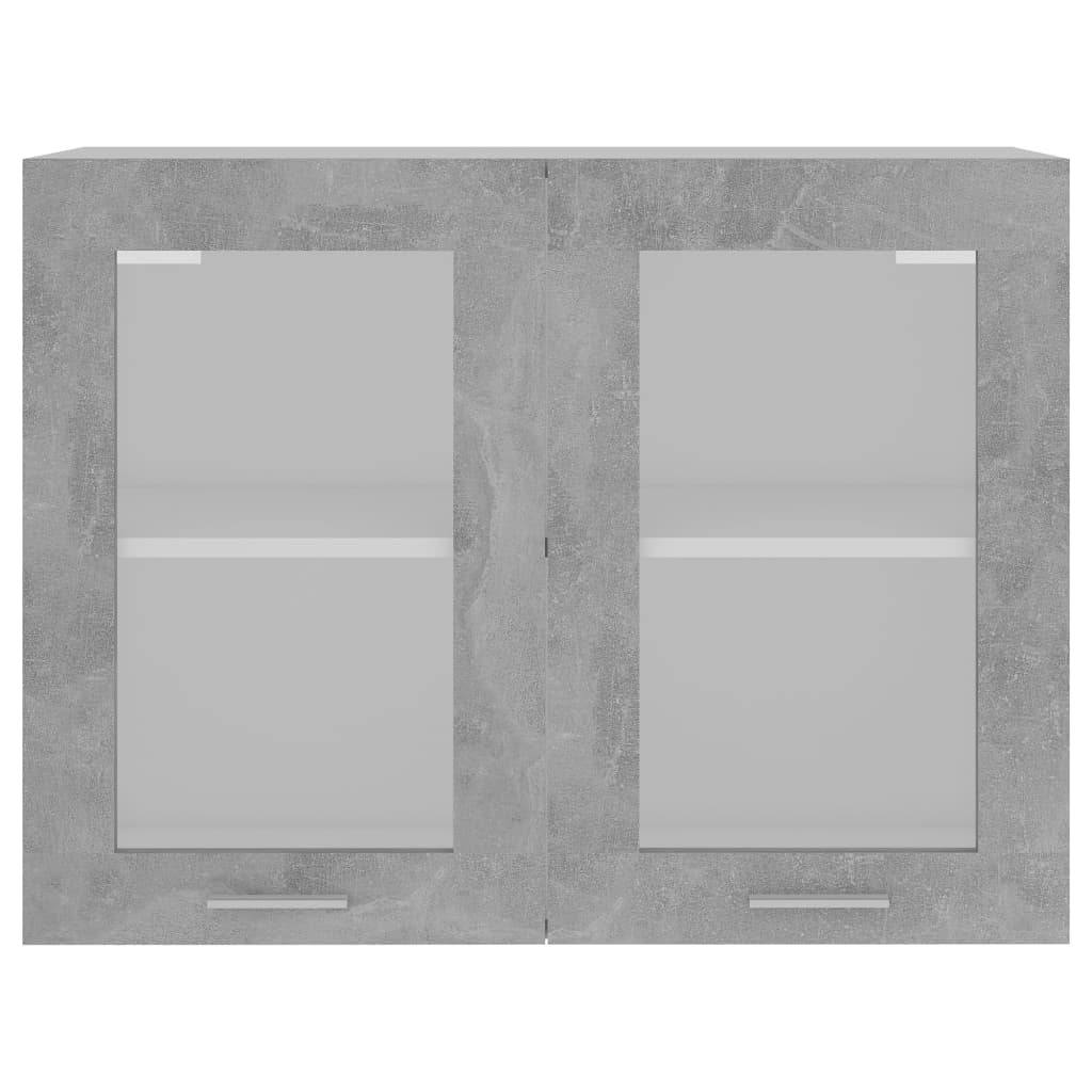 væghængt glasskab 80x31x60 cm konstrueret træ betongrå