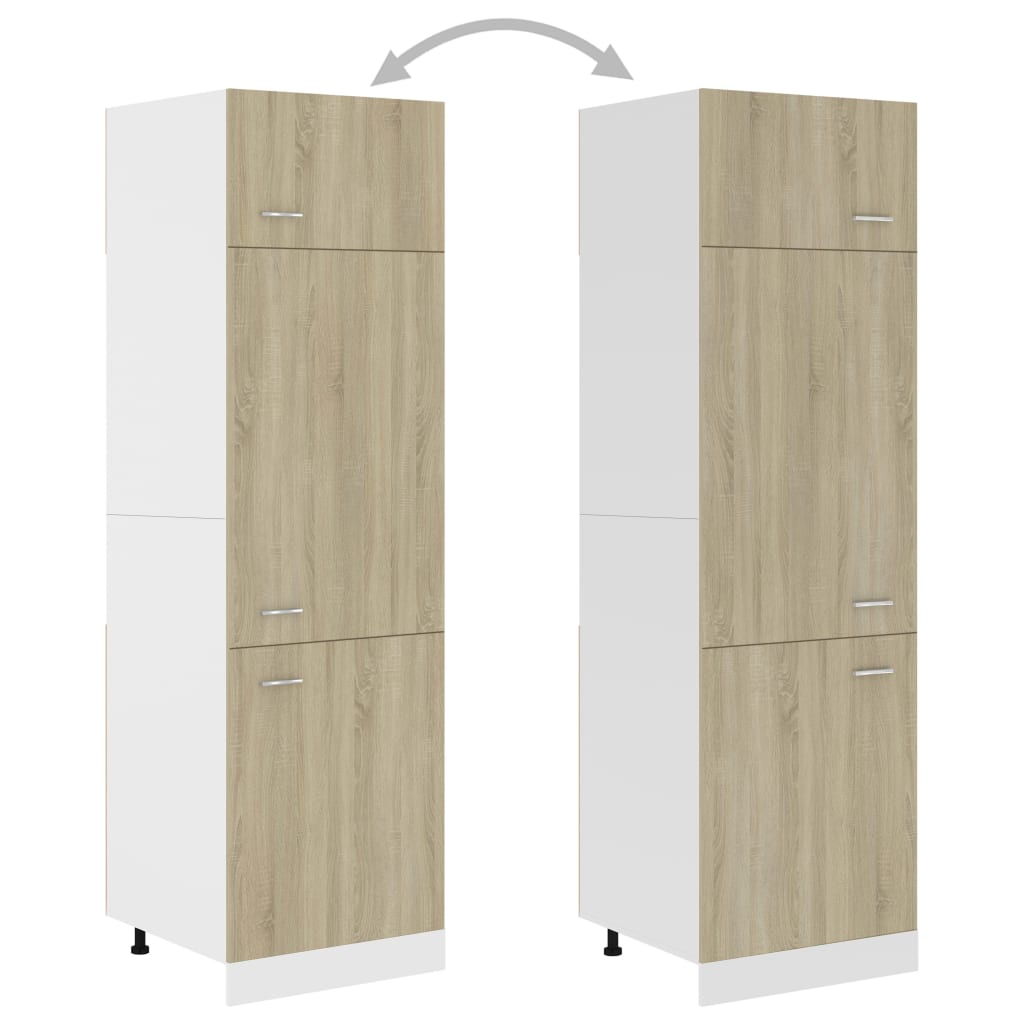 indbygningsskab til køl 60x57x207 cm konstrueret træ sonoma-eg