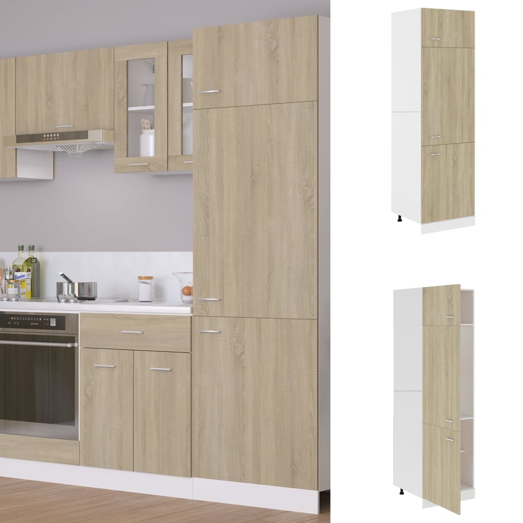 indbygningsskab til køl 60x57x207 cm konstrueret træ sonoma-eg
