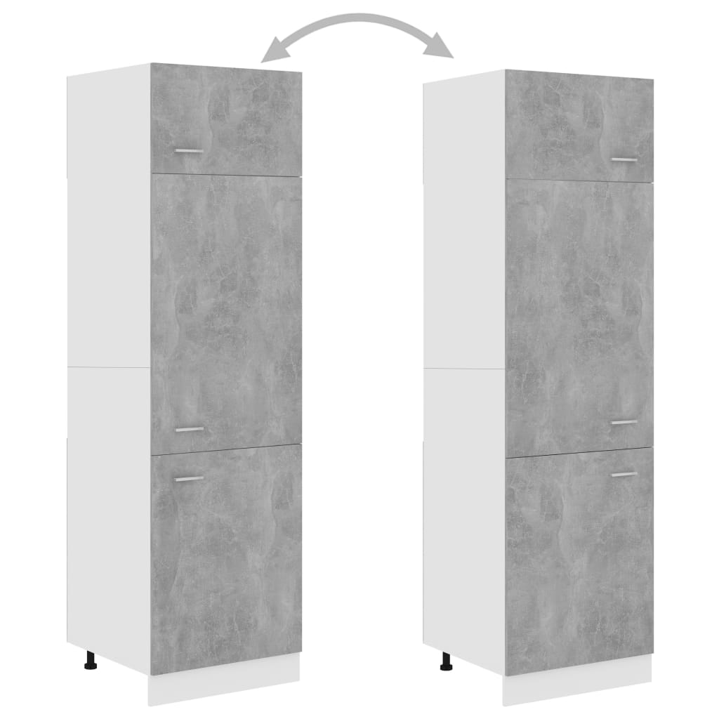 indbygningsskab til køl 60x57x207 cm konstrueret træ betongrå