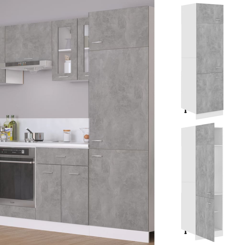 indbygningsskab til køl 60x57x207 cm konstrueret træ betongrå