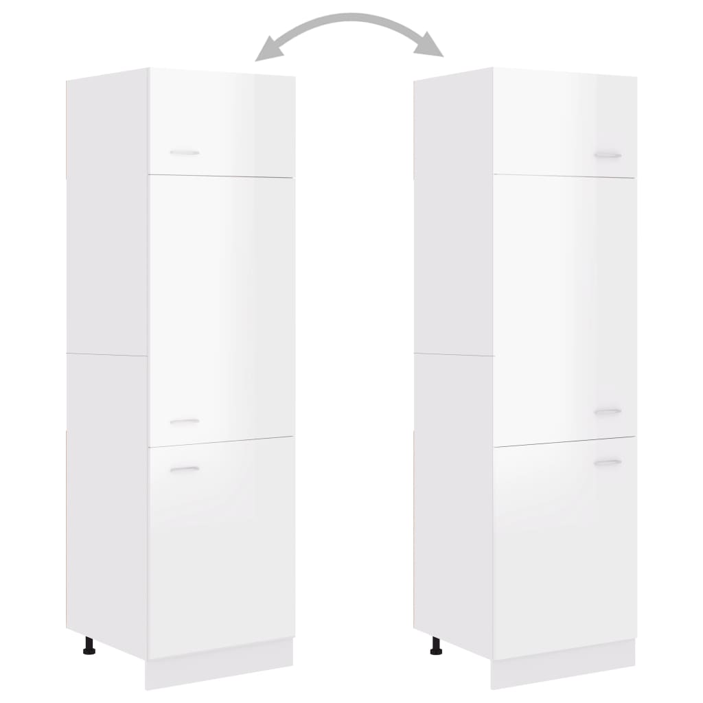 køleskabsskab "Lyon" højglans hvid 60x57x207 cm konstrueret træ