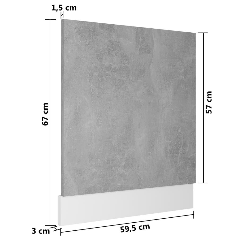 opvaskemaskinepanel "Lyon" betongrå 59,5x3x67 cm konstrueret træ