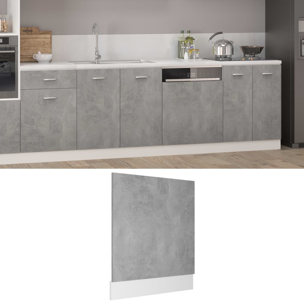opvaskemaskinepanel "Lyon" betongrå 59,5x3x67 cm konstrueret træ