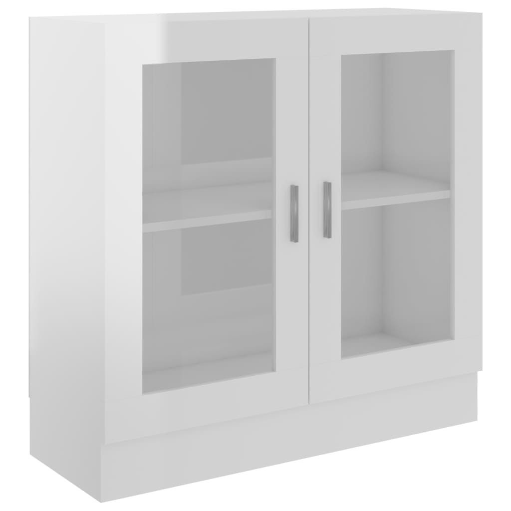 vitrineskab 82,5x30,5x80 cm konstrueret træ hvid højglans
