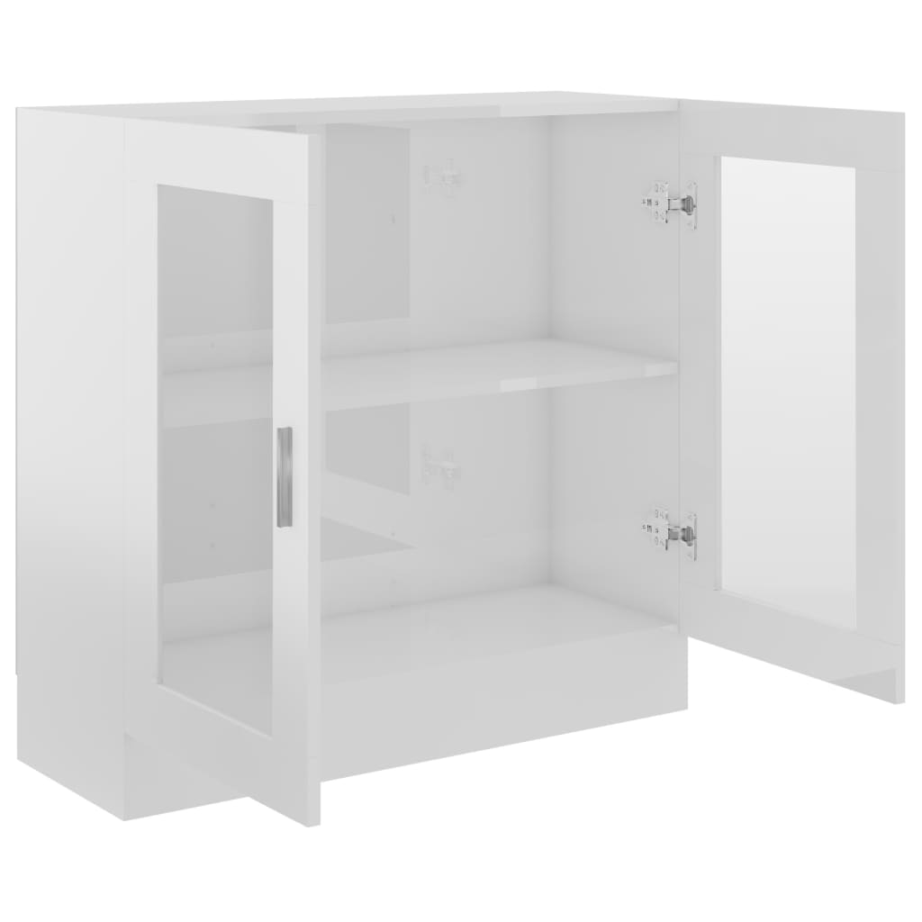 vitrineskab 82,5x30,5x80 cm konstrueret træ hvid højglans