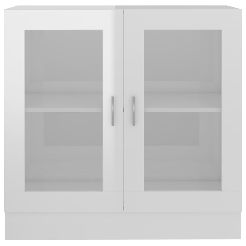vitrineskab 82,5x30,5x80 cm konstrueret træ hvid højglans