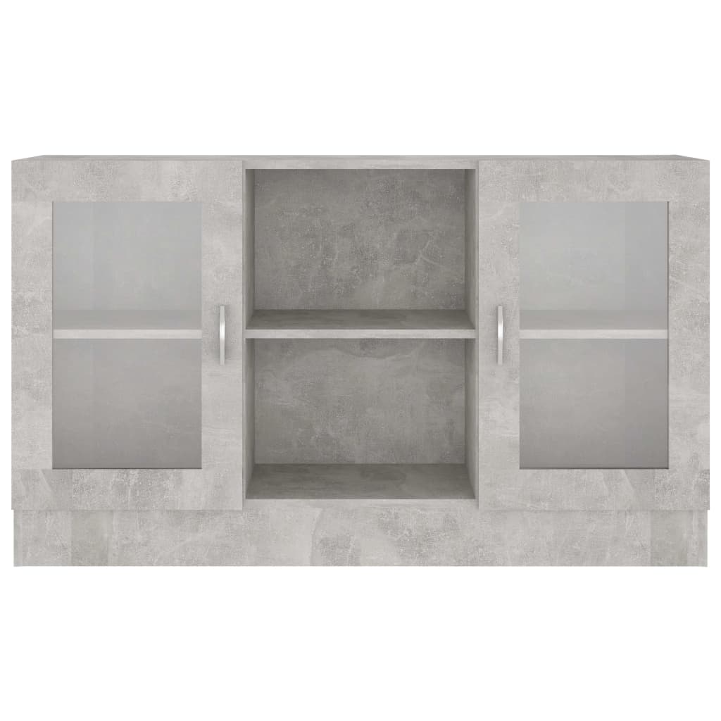 vitrineskab 120x30,5x70 cm konstrueret træ betongrå