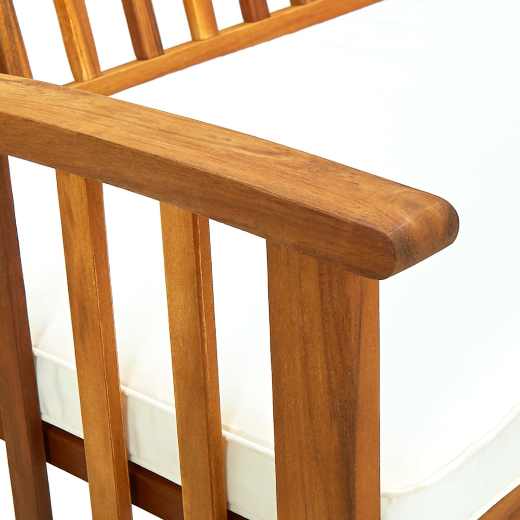 havebænk med hynde 119 cm massivt akacietræ