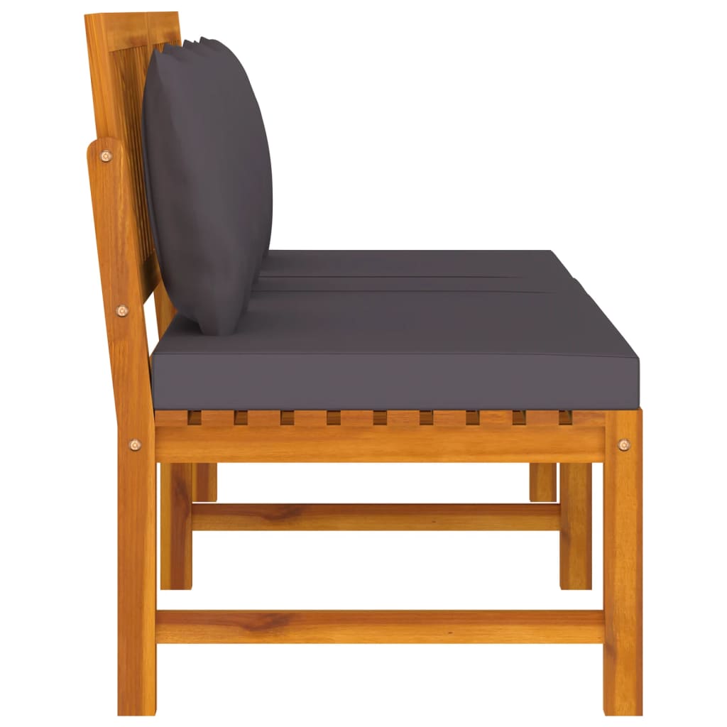 daybed med cremefarvet hynde 200x60x75 cm massivt akacietræ grå