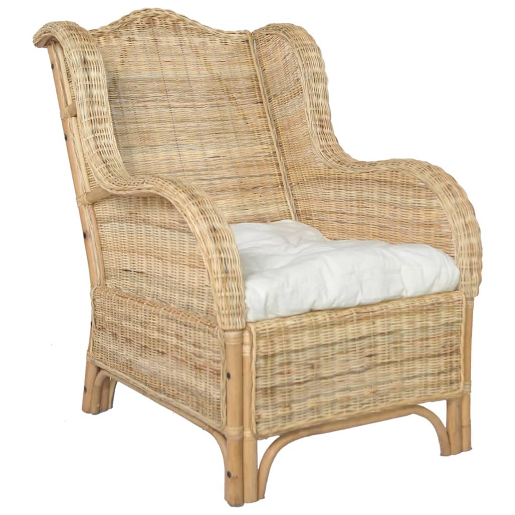 sofa med hynde naturlig rattan og linned