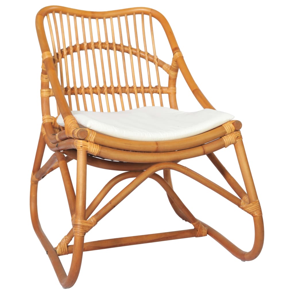 rattanstol linned lysebrun