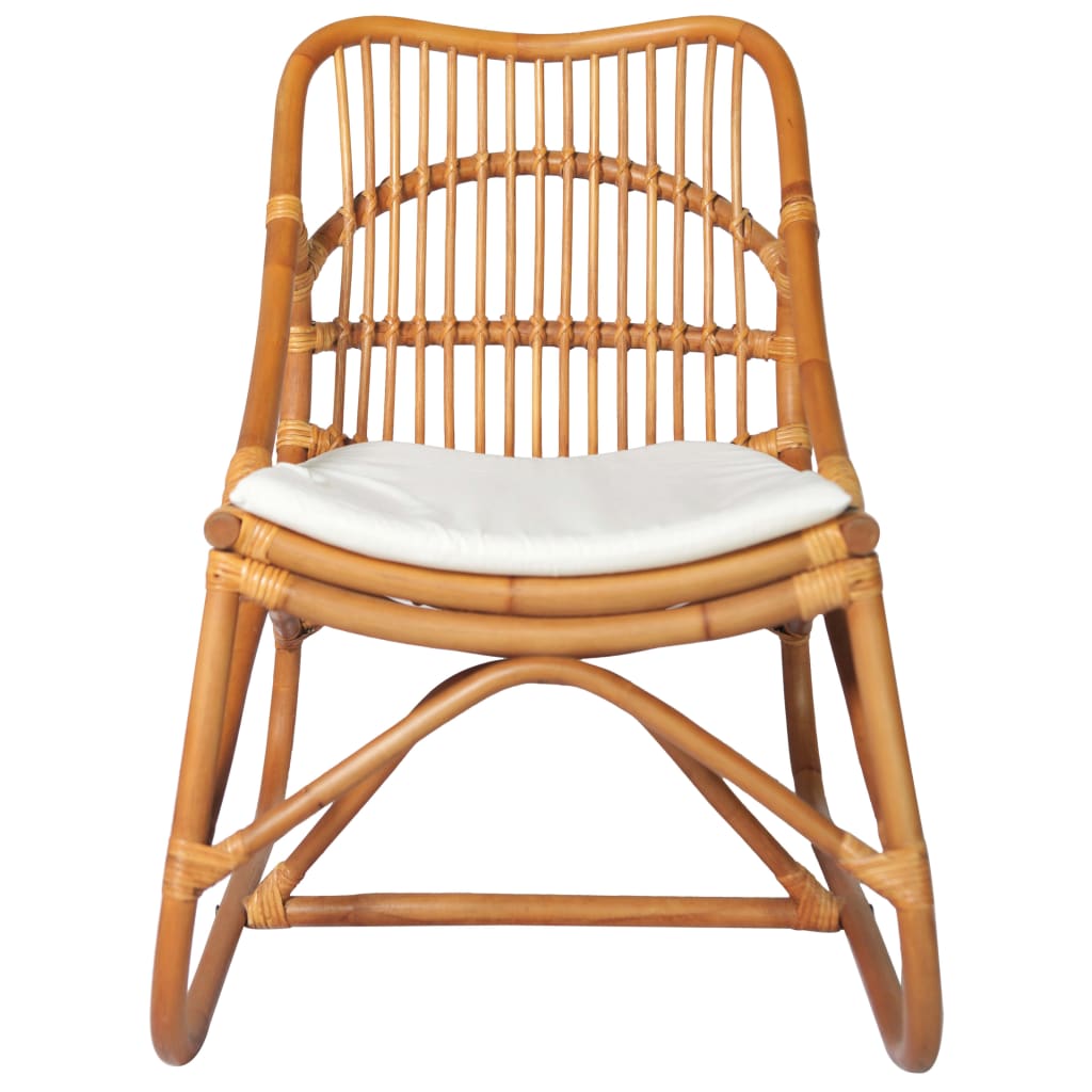 rattanstol linned lysebrun