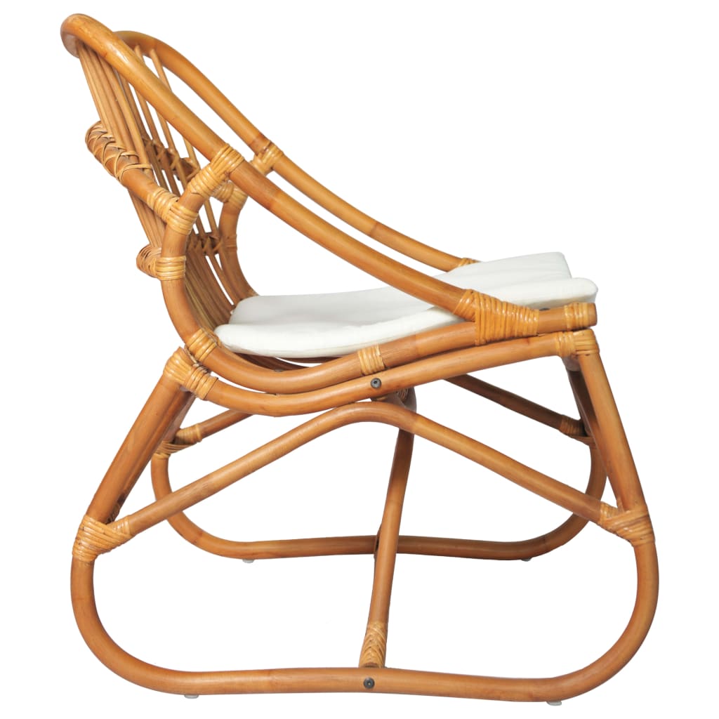 rattanstol linned lysebrun