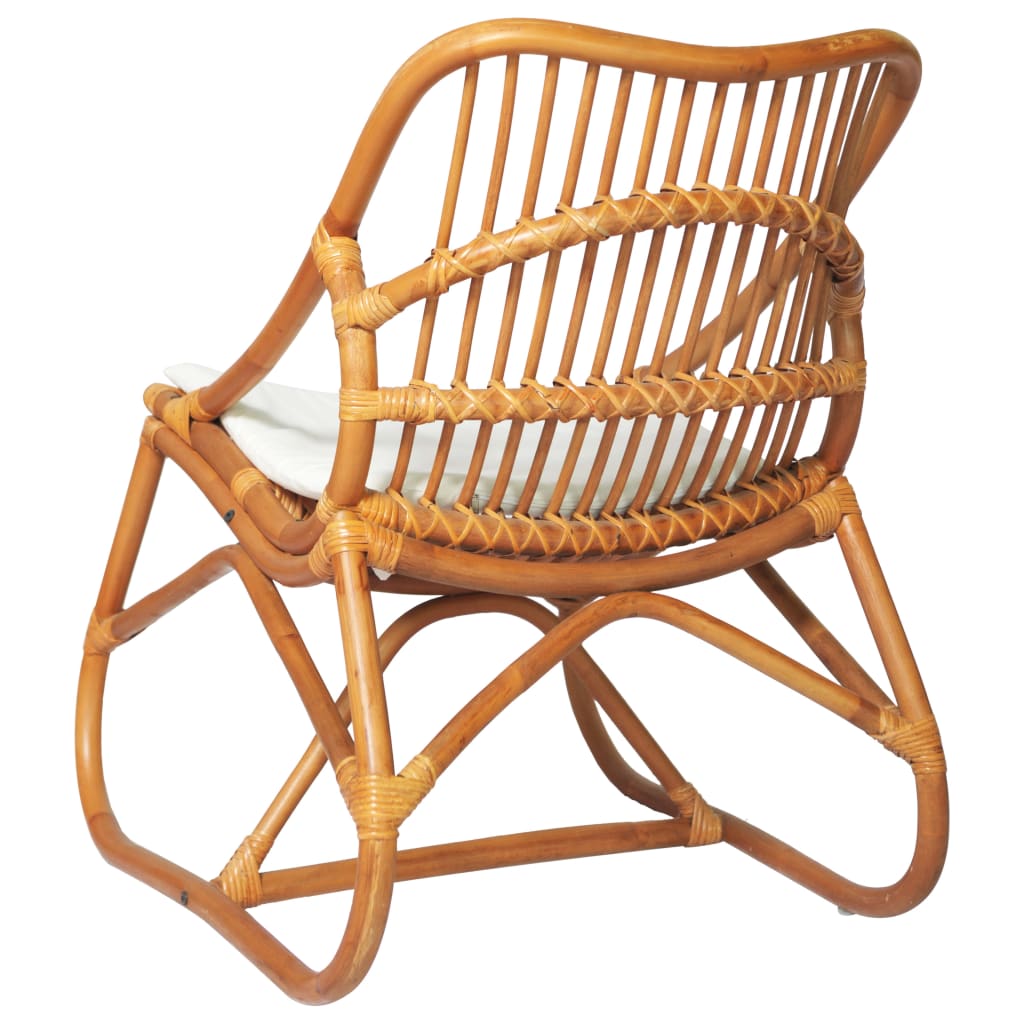 rattanstol linned lysebrun