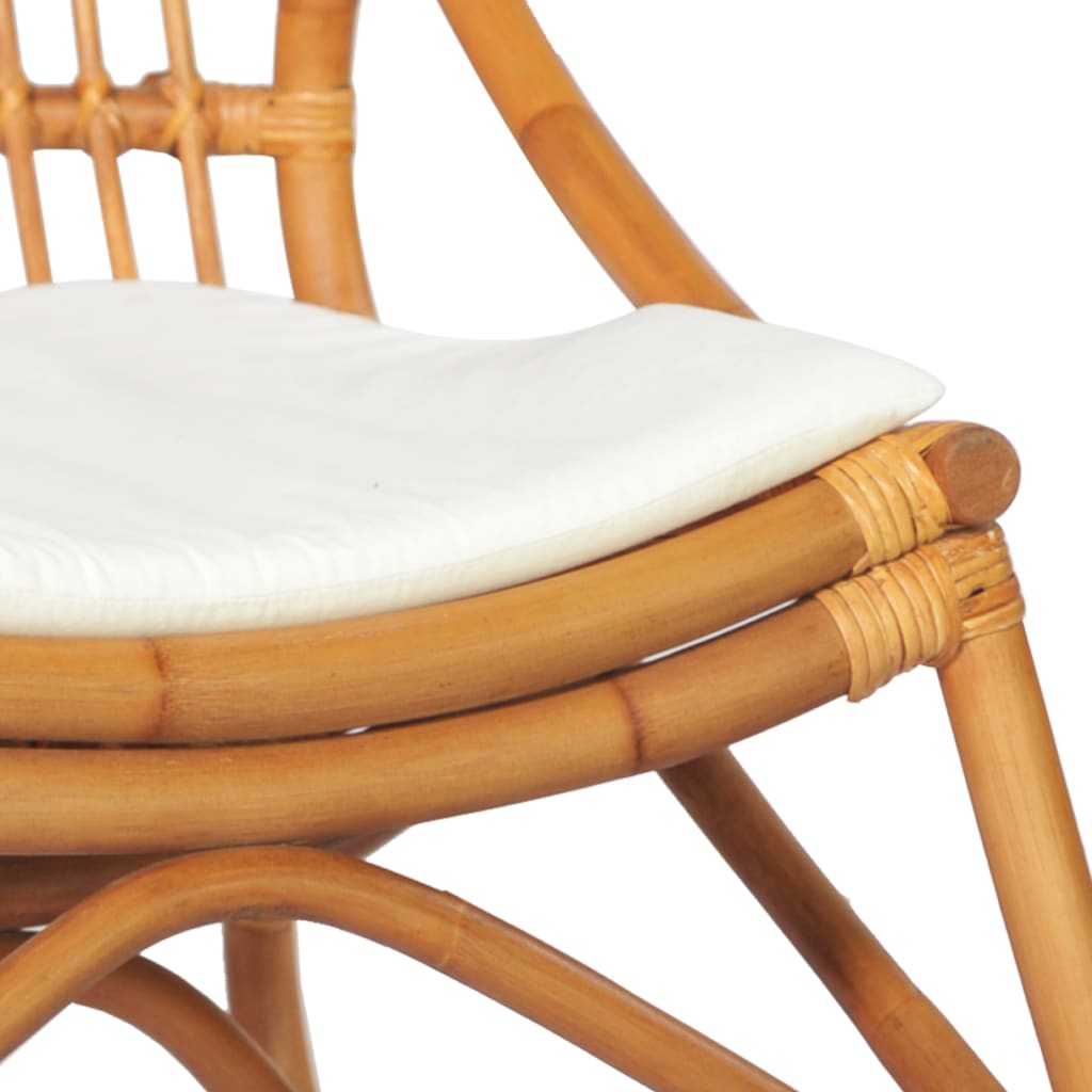 rattanstol linned lysebrun