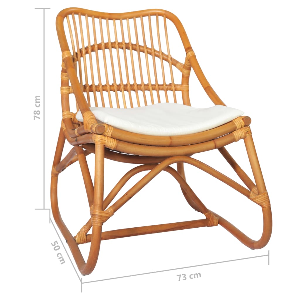 rattanstol linned lysebrun
