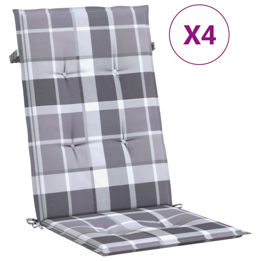stolehynder m. høj ryg 4 stk. 120x50x3 cm stof gråternet