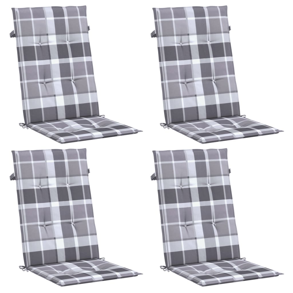 stolehynder m. høj ryg 4 stk. 120x50x3 cm stof gråternet