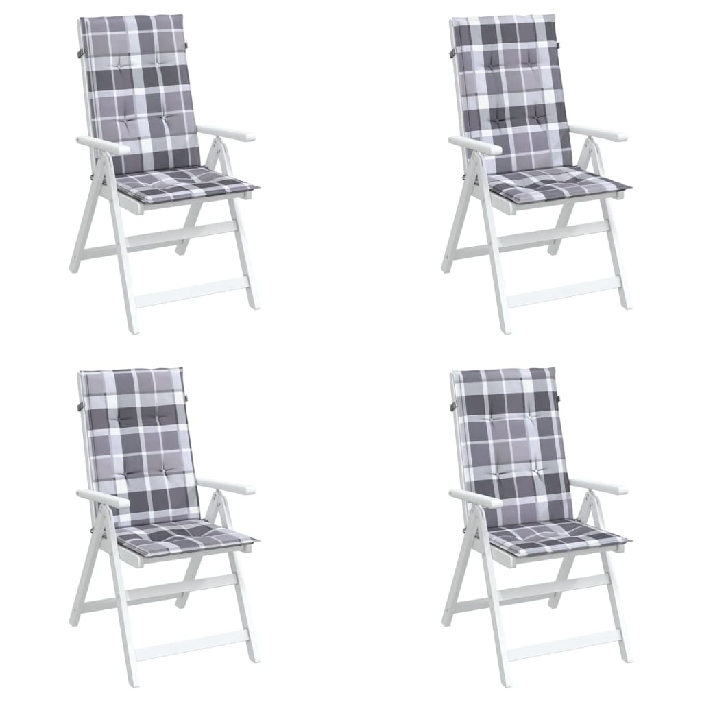 stolehynder m. høj ryg 4 stk. 120x50x3 cm stof gråternet