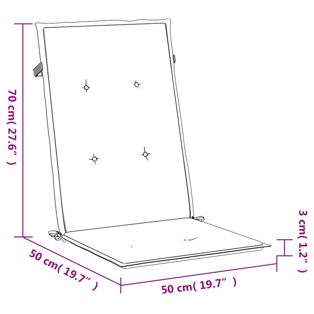 stolehynder m. høj ryg 4 stk. 120x50x3 cm stof gråternet