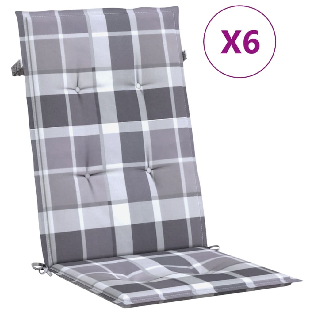 stolehynder m. høj ryg 6 stk. 120x50x3 cm stof gråternet