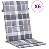 stolehynder m. høj ryg 6 stk. 120x50x3 cm stof gråternet