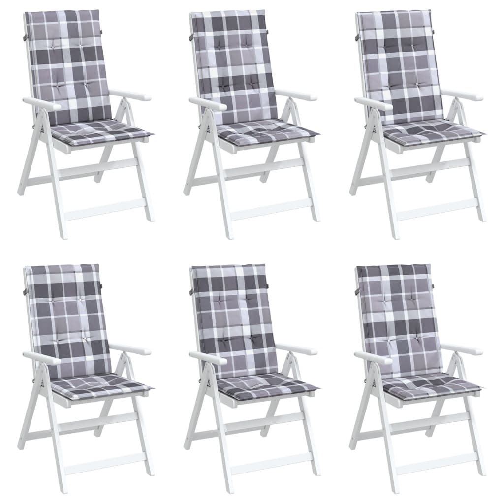 stolehynder m. høj ryg 6 stk. 120x50x3 cm stof gråternet