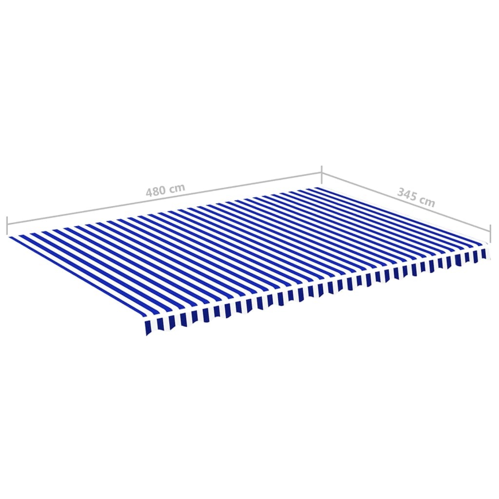 udskiftningsdug til markise 5x3,5 m blå og hvid