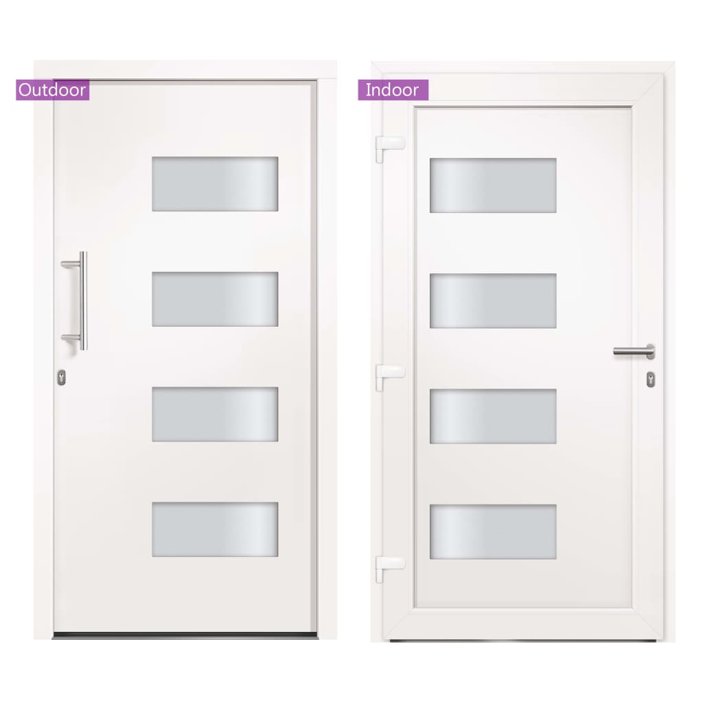 hoveddør 100x200 cm aluminium og PVC hvid